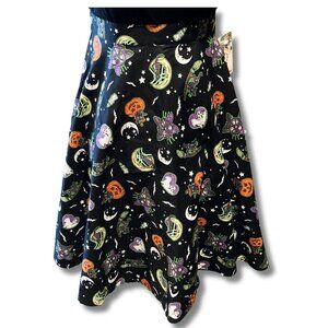 HELL BUNNY NWT Salem Halloween print circle skirt 1950s pin-up inspired SMALL